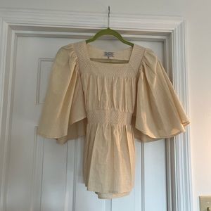 Vintage Linen Blouse - Angel Wing & Waist Tie